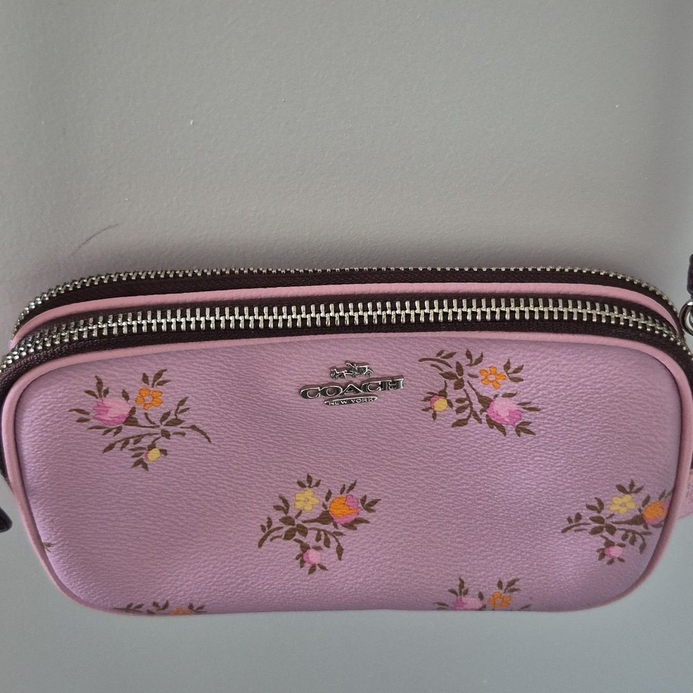 COACH Sadie Crossbody Clutch With Cross Stitch Floral Print F22836 Lavender Pink - Picture 8 of 17